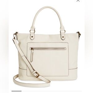 *NWT* Style & Co. Cream Tote Bag with Multiple Pockets Long & Short Straps